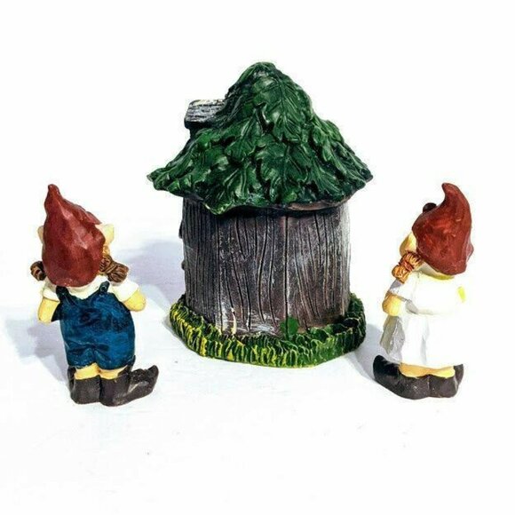 Garden Gnome Figures with House Resin Set of 3 3.5" Decor - Picture 2 of 4